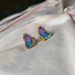 Butterfly rhinestone stud earrings